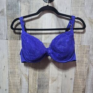 Cacique Lane Bryant Purple Lace Plunge Bra 40C Wire Plus Size Sexy